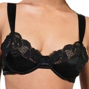 We Are HAH Free People After Hours Bra Black Lace Satin Push-up 30-38B #80025